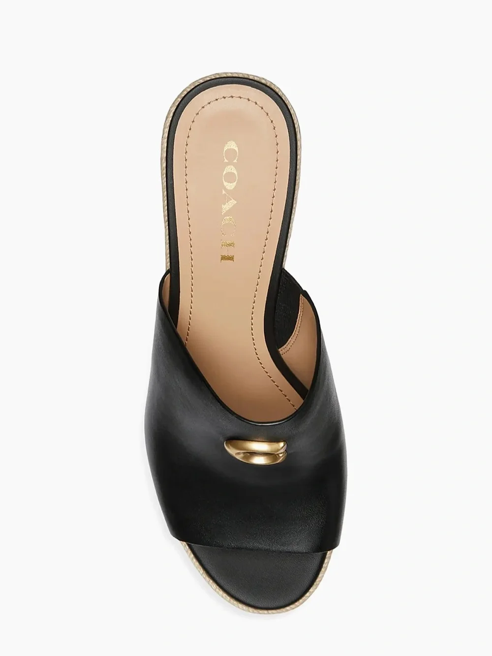 COACH Gloria Black Wedge Espadrille Platform Shoes 8.5 NEW